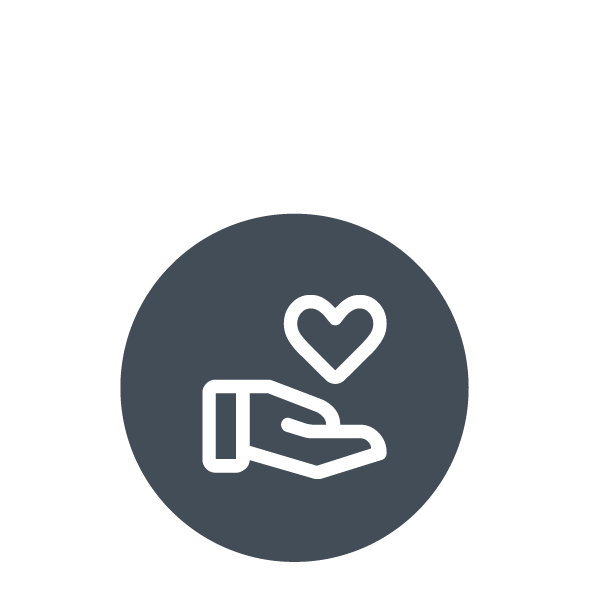 Herzzeichen mit haltender Hand, Icon für Gesundheitsmanagement