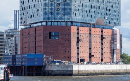 здание Elbphilharmonie, порт, строительная площадка, Эльба