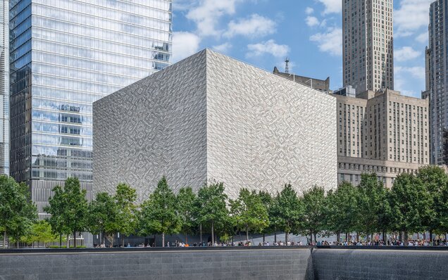 Geometric building with patterned façade