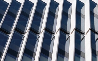 Reflective windows on a modern façade