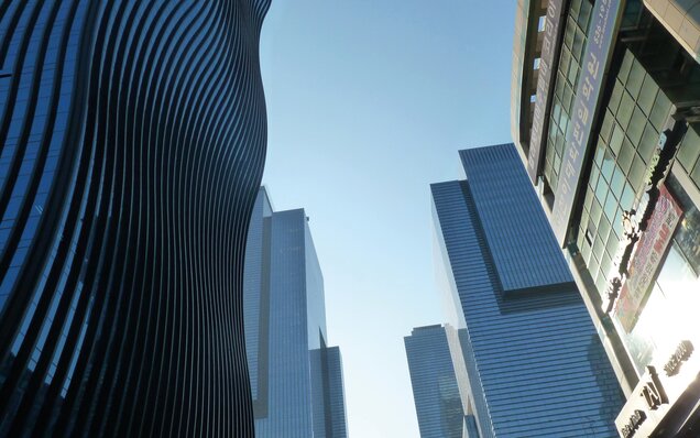 high-rise buildings with undulating façade structure