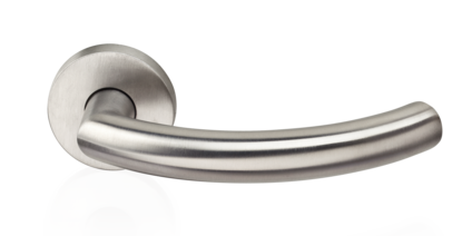 OFFICE kapı kolu modeli – yuvarlak rozetli kapı kolu – mat paslanmaz çelik yüzey