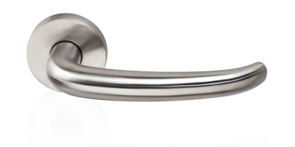 TREMOLO kapı kolu modeli – yuvarlak rozetli kapı kolu – yüzey: mat paslanmaz çelik